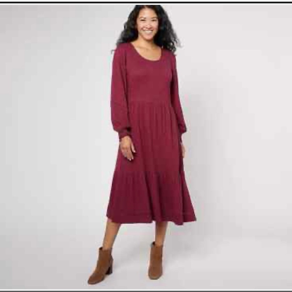Chic Long Sleeve Maroon Dress